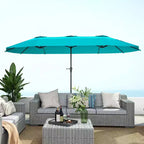 Outsunny 13 ft. Extra Large Patio Umbrella, UPF30+ Double Umbrella Outdoor Patio with Easy Crank Handle, Vents, Navy Blue