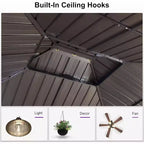 PURPLE LEAF Outdoor Hardtop Gazebo Metal Frame Galvanized Steel Double Roof with Curtains and Nettings for Patio Desk Backyard Bronze