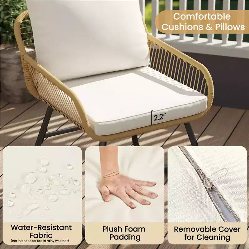 Yaheetech Set of 3 Patio Bistro Set with Cushions & Pillows for Balcony, Porch, Backyard