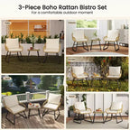 Yaheetech Set of 3 Patio Bistro Set with Cushions & Pillows for Balcony, Porch, Backyard