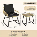 Yaheetech Set of 3 Patio Bistro Set with Cushions & Pillows for Balcony, Porch, Backyard