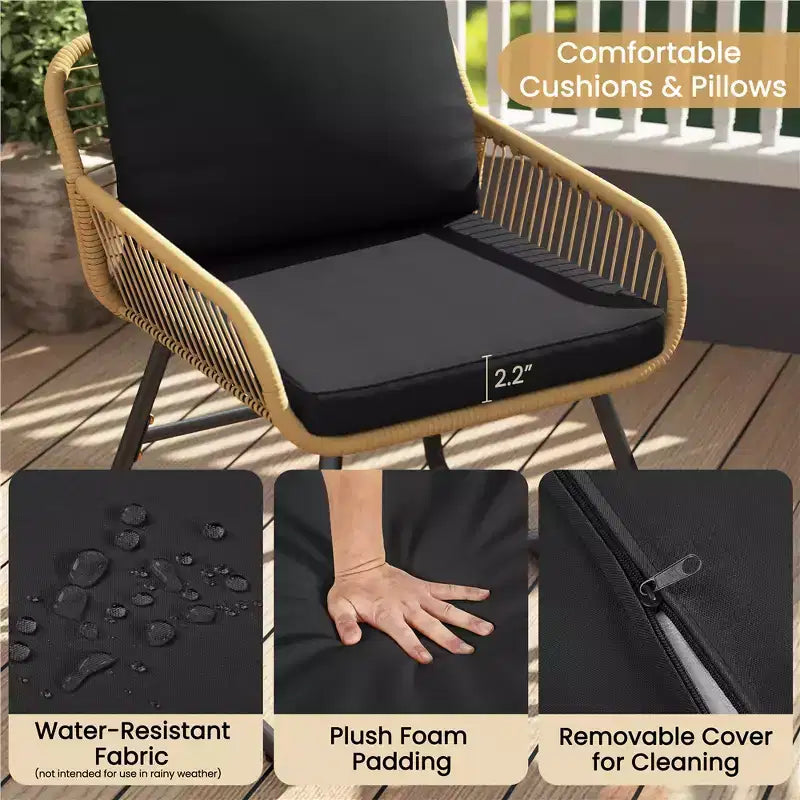 Yaheetech Set of 3 Patio Bistro Set with Cushions & Pillows for Balcony, Porch, Backyard
