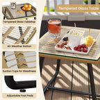 Yaheetech Set of 3 Patio Bistro Set with Cushions & Pillows for Balcony, Porch, Backyard