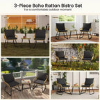 Yaheetech Set of 3 Patio Bistro Set with Cushions & Pillows for Balcony, Porch, Backyard