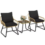 Yaheetech Set of 3 Patio Bistro Set with Cushions & Pillows for Balcony, Porch, Backyard