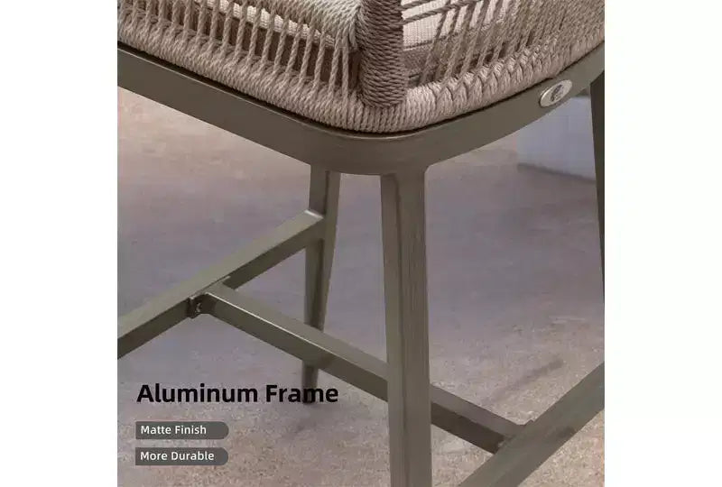 PURPLE LEAF Bar Stools Set of 2 Height Metal Bar Chairs with Back Modern Aluminum Tall Comfy Wicker Woven Boho Barstools Garden Pool Patio Outdoor