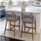PURPLE LEAF Bar Stools Set of 2 Height Metal Bar Chairs with Back Modern Aluminum Tall Comfy Wicker Woven Boho Barstools Garden Pool Patio Outdoor