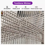 PURPLE LEAF Bar Stools Set of 2 Height Metal Bar Chairs with Back Modern Aluminum Tall Comfy Wicker Woven Boho Barstools Garden Pool Patio Outdoor