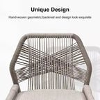 PURPLE LEAF Bar Stools Set of 2 Height Metal Bar Chairs with Back Modern Aluminum Tall Comfy Wicker Woven Boho Barstools Garden Pool Patio Outdoor