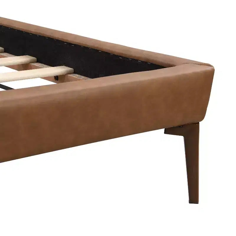 Full/Queen/King Size Wood Platform Bed Frame with PU Upholstered Headboard and 2 Night Lights, Brown+Gray -Christopher Knight Home