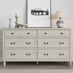 Heynemo Large 6 Drawer Dresser for Bedroom, 58 Wide Modern Chest of Drawers, Dresser TV Stand with Metal Handle, Wood Drawer Organizer, Grey Light