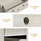 Heynemo Large 6 Drawer Dresser for Bedroom, 58 Wide Modern Chest of Drawers, Dresser TV Stand with Metal Handle, Wood Drawer Organizer, Grey Light