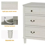 Heynemo Large 6 Drawer Dresser for Bedroom, 58 Wide Modern Chest of Drawers, Dresser TV Stand with Metal Handle, Wood Drawer Organizer, Grey Light