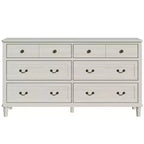 Heynemo Large 6 Drawer Dresser for Bedroom, 58 Wide Modern Chest of Drawers, Dresser TV Stand with Metal Handle, Wood Drawer Organizer, Grey Light
