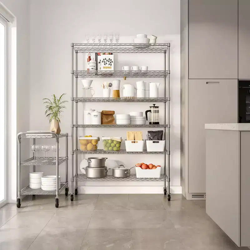 Seville Classics UltraDurable 6-Tier NSF Steel Wire Shelving Unit, 48 W x 18 D x 75 H
