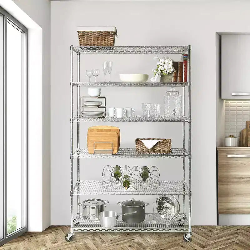 Seville Classics UltraDurable 6-Tier NSF Steel Wire Shelving Unit, 48 W x 18 D x 75 H
