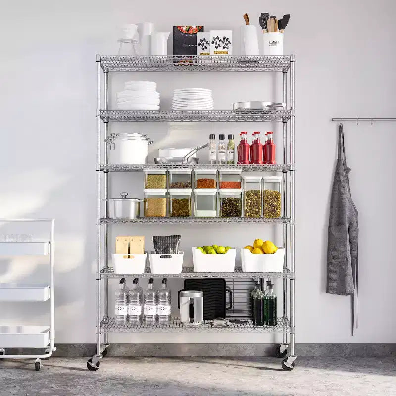 Seville Classics UltraDurable 6-Tier NSF Steel Wire Shelving Unit, 48 W x 18 D x 75 H