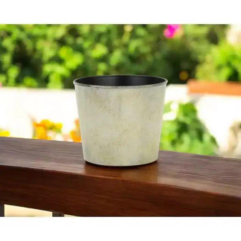 HomeRoots 6 Gray Recycled Plastic Indoor Outdoor Round Pot Planter