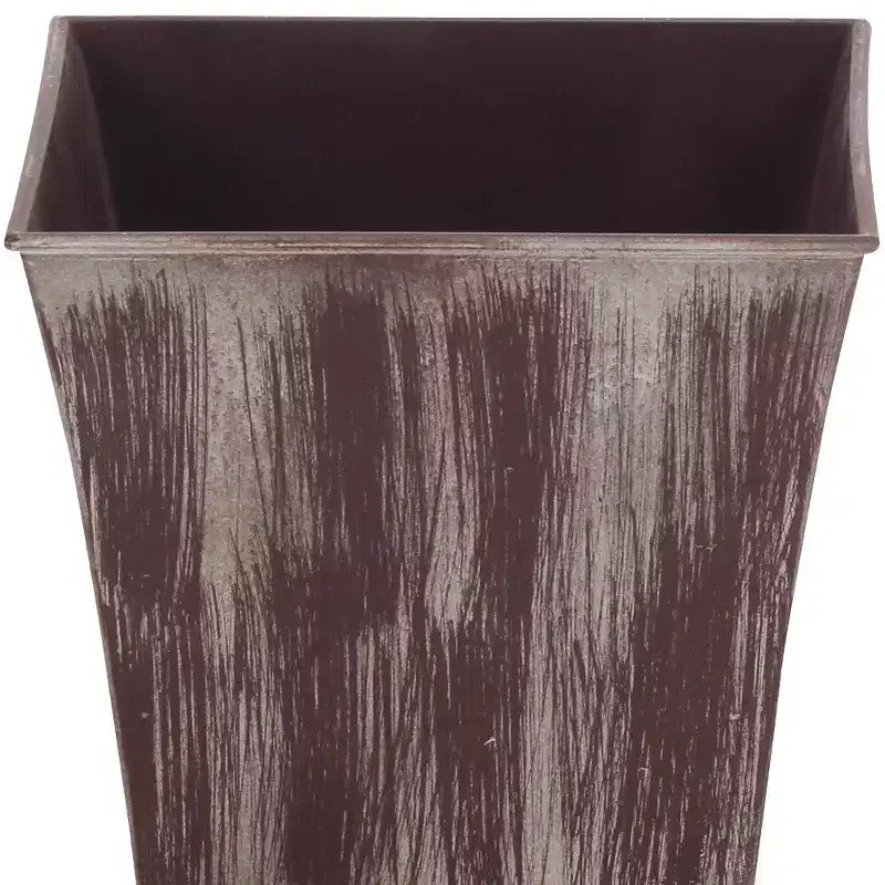 HomeRoots 7 Brown and Ivory Abstract Recycled Plastic Indoor Outdoor Square Pot Planter
