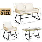 Yaheetech Set of 4 Patio Furniture Conversation Set with Cushions & Pillows for Balcony, Garden