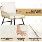 Yaheetech Set of 4 Patio Furniture Conversation Set with Cushions & Pillows for Balcony, Garden