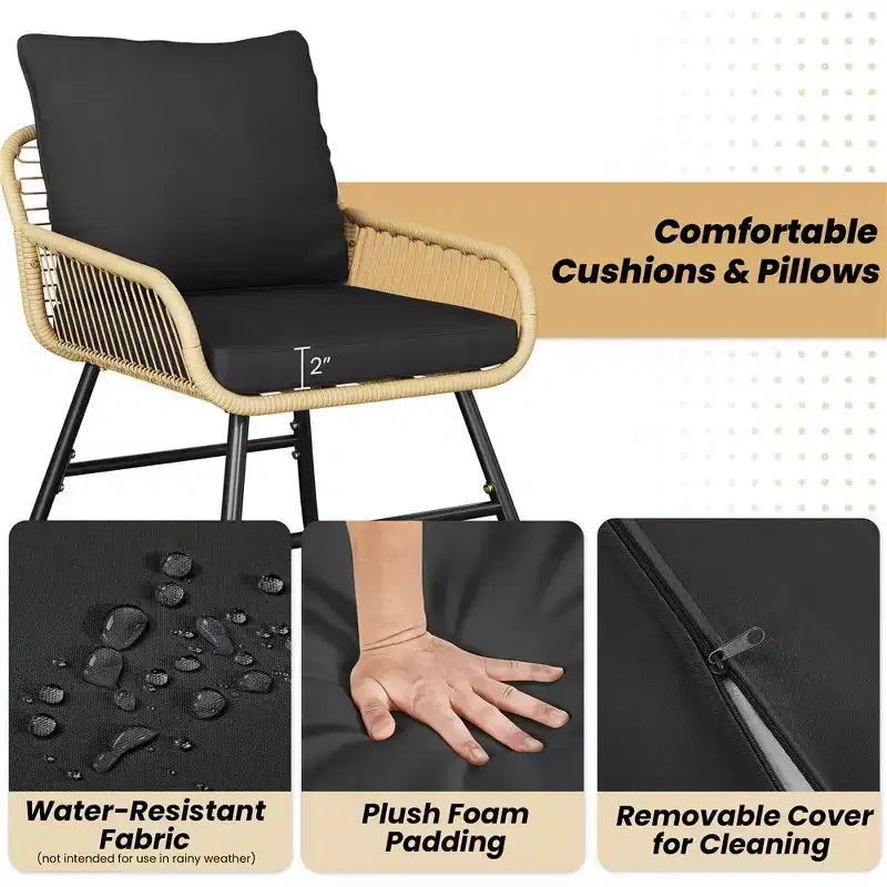 Yaheetech Set of 4 Patio Furniture Conversation Set with Cushions & Pillows for Balcony, Garden