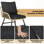 Yaheetech Set of 4 Patio Furniture Conversation Set with Cushions & Pillows for Balcony, Garden