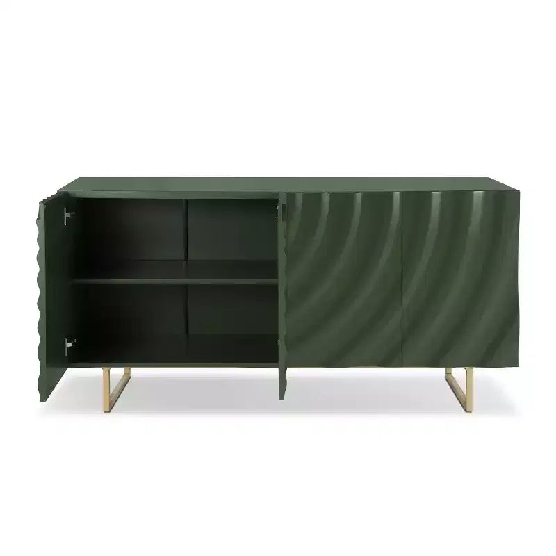 Christopher Knight Home Cheryiie 60'' Modern Wood and Metal Sideboard with Four Water-Drop Corrugated Doors
