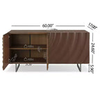 Christopher Knight Home Cheryiie 60'' Modern Wood and Metal Sideboard with Four Water-Drop Corrugated Doors