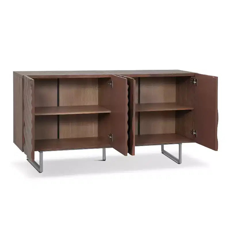 Christopher Knight Home Cheryiie 60'' Modern Wood and Metal Sideboard with Four Water-Drop Corrugated Doors