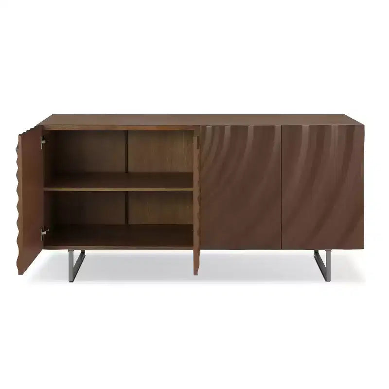 Christopher Knight Home Cheryiie 60'' Modern Wood and Metal Sideboard with Four Water-Drop Corrugated Doors