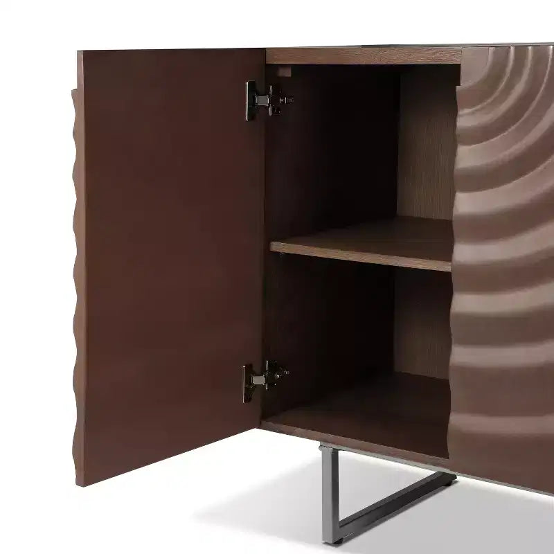 Christopher Knight Home Cheryiie 60'' Modern Wood and Metal Sideboard with Four Water-Drop Corrugated Doors