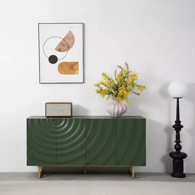 Christopher Knight Home Cheryiie 60'' Modern Wood and Metal Sideboard with Four Water-Drop Corrugated Doors