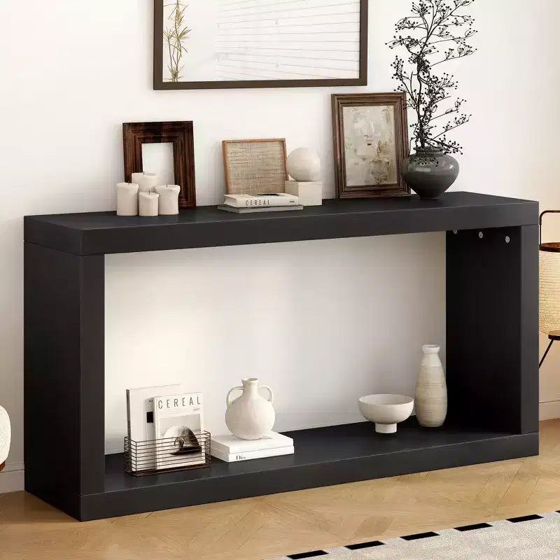 Modern Minimalist Console Table, Open Storage Entryway Table, MDF & Pine Wood Narrow Sofa Table for Living Room - ModernLuxe