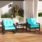 Outsunny Wicker Outdoor Rocking Chair Set, 3 Piece Patio Furniture Set with Padded Cushions and Storage Table, 2-Seater Rattan Bistro Set