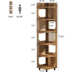Lantine 6-Tier Corner Bookshelf, 71-Inch Rustic Tall Bookcase for Living Room, Bedroom, Office