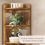 Lantine 6-Tier Corner Bookshelf, 71-Inch Rustic Tall Bookcase for Living Room, Bedroom, Office