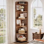 Lantine 6-Tier Corner Bookshelf, 71-Inch Rustic Tall Bookcase for Living Room, Bedroom, Office