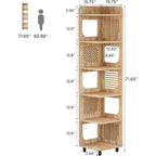 Lantine 6-Tier Corner Bookshelf, 71-Inch Rustic Tall Bookcase for Living Room, Bedroom, Office