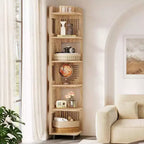 Lantine 6-Tier Corner Bookshelf, 71-Inch Rustic Tall Bookcase for Living Room, Bedroom, Office