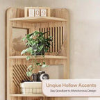Lantine 6-Tier Corner Bookshelf, 71-Inch Rustic Tall Bookcase for Living Room, Bedroom, Office