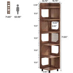 Lantine 6-Tier Corner Bookshelf, 71-Inch Rustic Tall Bookcase for Living Room, Bedroom, Office