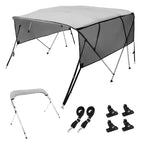 VEVOR 4 Bow Bimini Top Boat Cover, Detachable Mesh Sidewalls, 600D Polyester Canopy with 1 Aluminum Alloy Frame