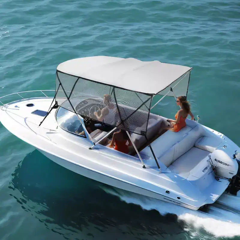 VEVOR 4 Bow Bimini Top Boat Cover, Detachable Mesh Sidewalls, 600D Polyester Canopy with 1 Aluminum Alloy Frame