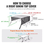VEVOR 4 Bow Bimini Top Boat Cover, Detachable Mesh Sidewalls, 600D Polyester Canopy with 1 Aluminum Alloy Frame