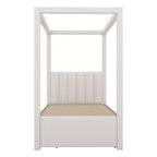 Whisen Full Size Linen Upholstery Canopy Platform Bed with Trundle and Three Storage Drawers