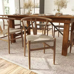 Merrick Lane Set of 2 Stack Dining Chairs with Y-Back Style Design, Solid Wood Frames, Woven Kraft Paper Rope Seats