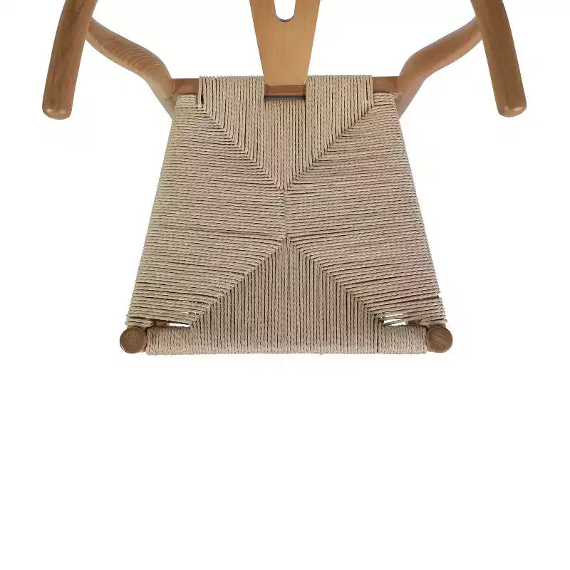 Merrick Lane Set of 2 Stack Dining Chairs with Y-Back Style Design, Solid Wood Frames, Woven Kraft Paper Rope Seats