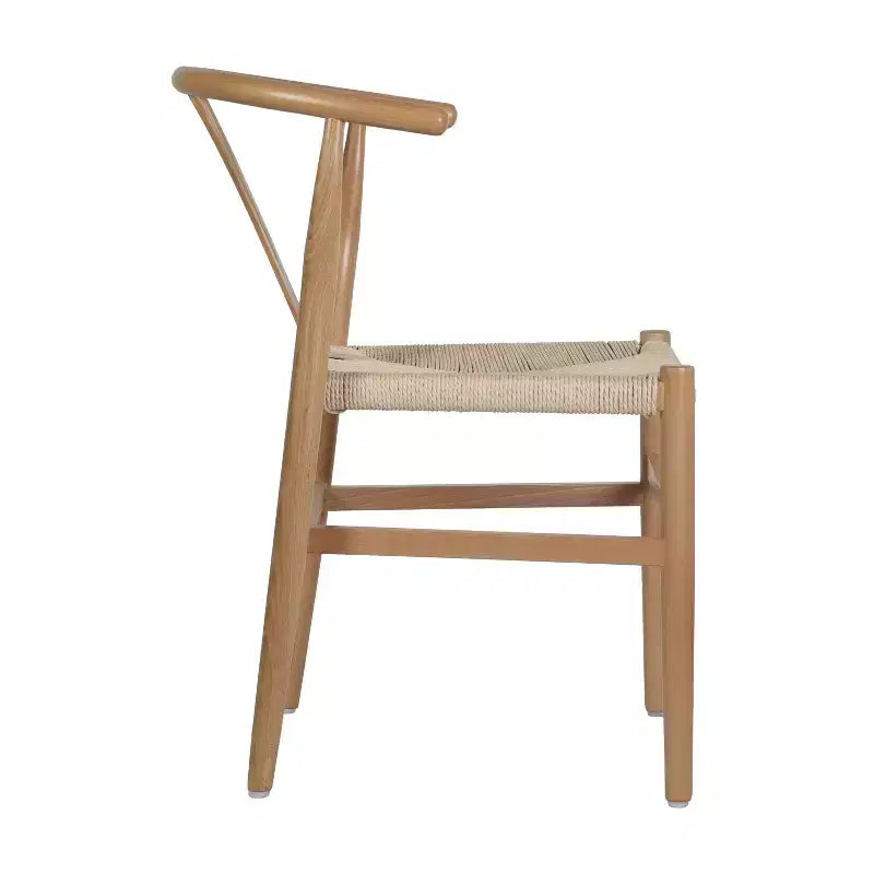 Merrick Lane Set of 2 Stack Dining Chairs with Y-Back Style Design, Solid Wood Frames, Woven Kraft Paper Rope Seats