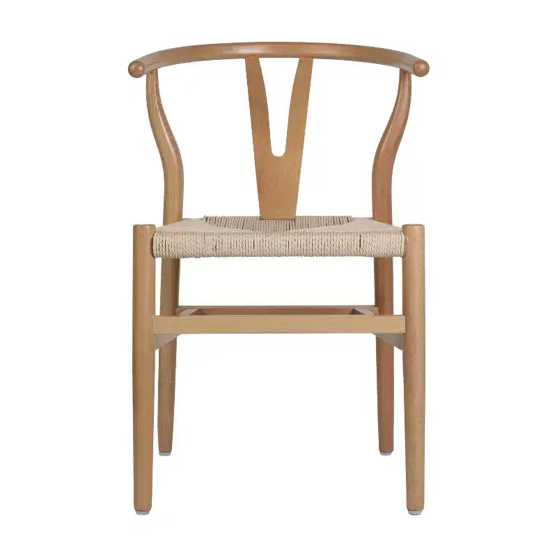 Merrick Lane Set of 2 Stack Dining Chairs with Y-Back Style Design, Solid Wood Frames, Woven Kraft Paper Rope Seats